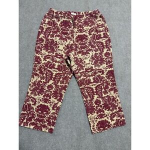 Liz Claiborne Pants Womens 10 Red‎ Beige Audra Tapestry Print Straight Leg Jeans